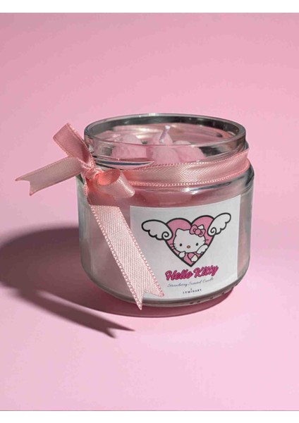 Hello Kitty Arkadaşlık Hediye Seti - 2 Adet Hello Kitty Çilek Kokulu Mum + 2 Adet Hello Kitty Kolye modelleri