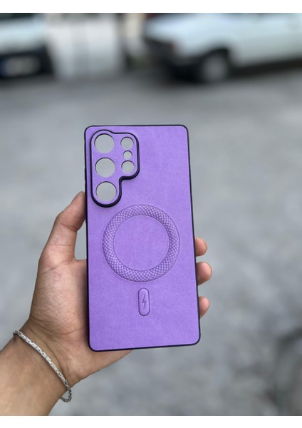 Samsung Galaxy S25 Plus Uyumlu Magsafe Özellikli Deri Görünümlü Silikon Kılıf