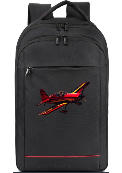 Kırmızı Uçak Baskılı Sırt Çantası Pilot - Havacı - Uçak Tutkunu Hediye