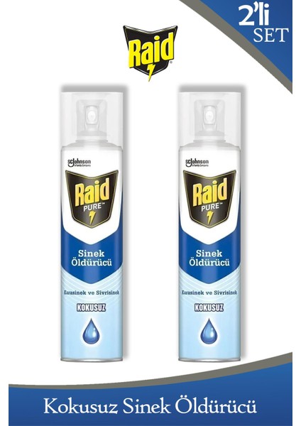 Pure Sineklere Karşı Etkili Kokusuz Sprey 300 ml x 2 Adet