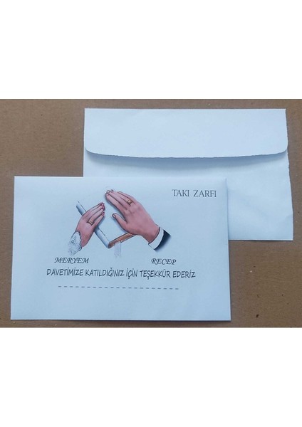 Isminize Özel 60 Adet Düğün Nişan Kına Para Takı Zarfı 10,5 x 16,5 cm Tpıbhbf