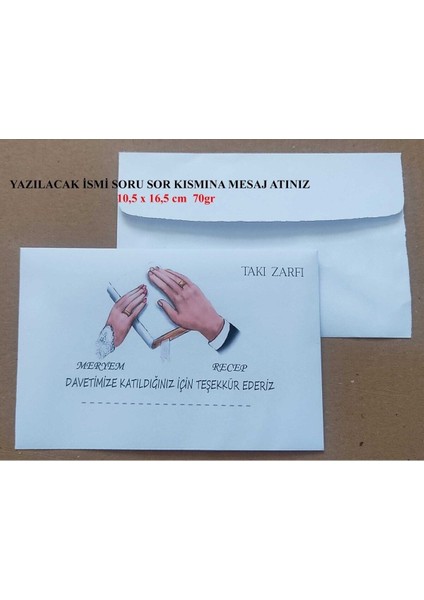 Isminize Özel 60 Adet Düğün Nişan Kına Para Takı Zarfı 10,5 x 16,5 cm Tpıbhbf fiyatları