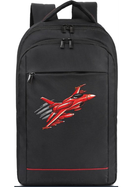 Kırmızı Jet Uçak Temalı Sırt Çantası Pilot - Havacı - Uçak Tutkunu Hediye