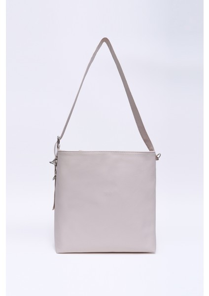 Krem SHK175 Salaş Suni Deri, Çıtçıtlı, Astarlı, Iç Cepli, Ayarlanabilir Askılı Kol ve Omuz Çantası