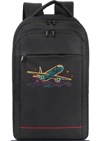 Neon Renk Uçak Temalı Sırt Çantası Pilot - Havacı - Uçak Tutkunu Hediye