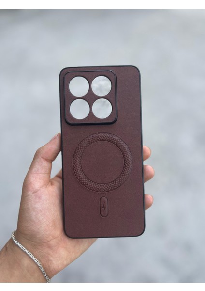 Xiaomi Redmi Note 14 Pro 5g Uyumlu Magsafe Özellikli Deri Görünümlü Silikon Kılıf