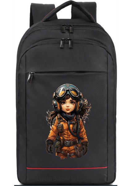Kız Çocuk Pilot Temalı Sırt Çantası Pilot - Havacı - Uçak Tutkunu Hediye
