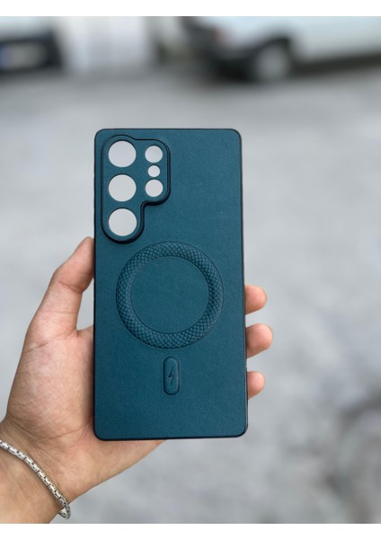 Samsung Galaxy S25 Plus Uyumlu Magsafe Özellikli Deri Görünümlü Silikon Kılıf