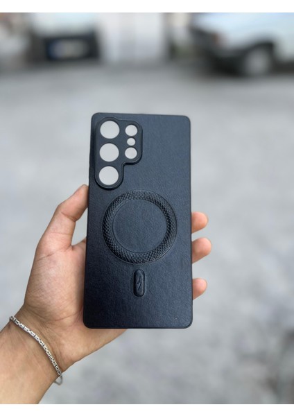 Samsung Galaxy S25 Plus Uyumlu Magsafe Özellikli Deri Görünümlü Silikon Kılıf