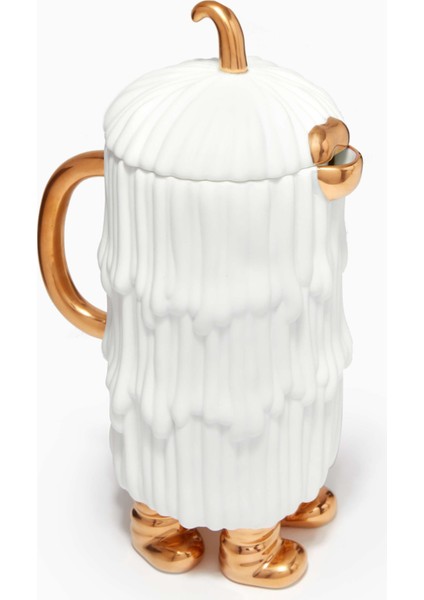 Beyaz Çay ve Kahve Potu 24KT Altın Kaplama Porselen 1.4l Kapasite L'objet Djuna fırsatları