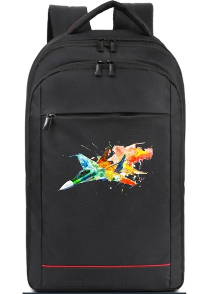 Renkli Jet Uçak Temalı Sırt Çantası Pilot - Havacı - Uçak Tutkunu Hediye