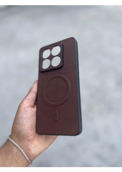 Xiaomi Mi 14T Pro Uyumlu Magsafe Özellikli Deri Görünümlü Silikon Kılıf modelleri