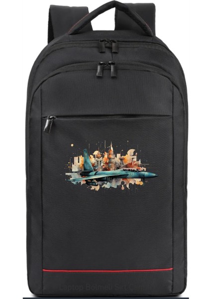 Jet Uçak Temalı Sırt Çantası Pilot - Havacı - Uçak Tutkunu Hediye