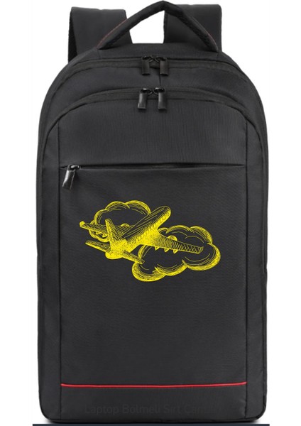 Bulut ve Uçak Temalı Sırt Çantası Pilot - Havacı - Uçak Tutkunu Hediye