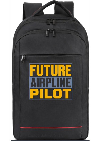 Future Airplane Pilot Temalı Sırt Çantası Pilot - Havacı - Uçak Tutkunu Hediye