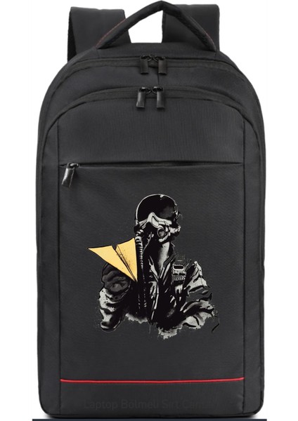 Pilot Silüeti Kağıt Uçak Temalı Sırt Çantası Pilot - Havacı - Uçak Tutkunu Hediye