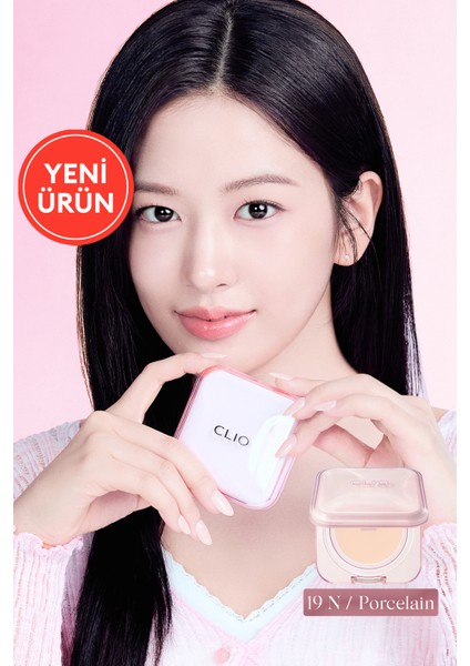 Hyalüronik Asit Içerikli Clıo Kill Cover Mesh Glow Essential Cushion Set (19NPORCELAIN) SPF50+PA++++