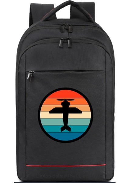 Renkli Uçak Silüeti Sırt Çantası Pilot - Havacı - Uçak Tutkunu Hediye