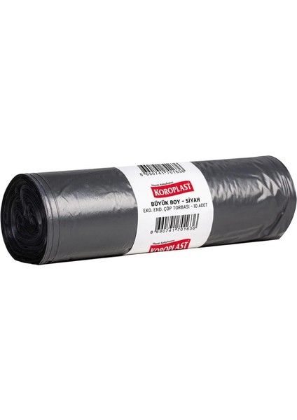 Eko Çöp Torbası, Siyah, Büyük Boy, 65X80 Cm, 10'lu Paket