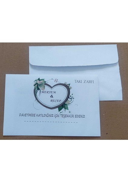 Isminize Özel 60 Adet Düğün Nişan Kına Para Takı Zarfı 10,5 x 16,5 cm TSRM1FR fiyatları