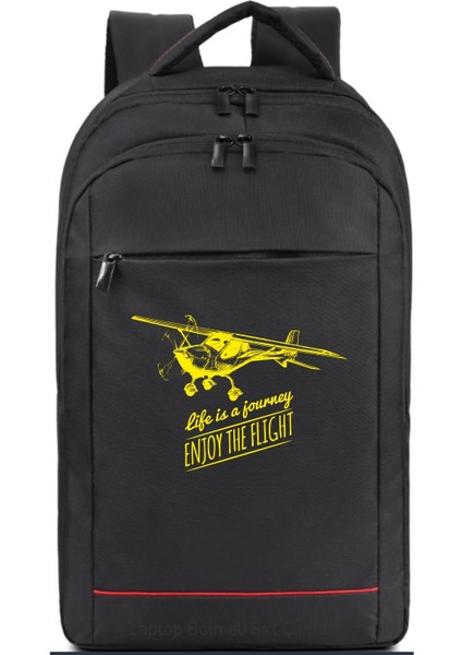 Enjoy The Flight Temalı Sırt Çantası Pilot - Havacı - Uçak Tutkunu Hediye