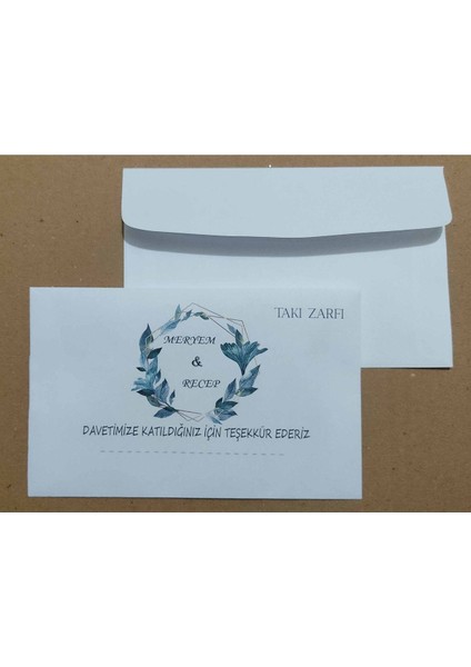 Isminize Özel 60 Adet Düğün Nişan Kına Para Takı Zarfı 10,5 x 16,5 cm Kldkgjje
