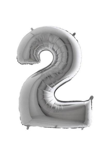 Rakam Balon Gümüş 2 Rakamı - 100CM