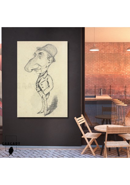 Tekli Dikey Kanvas Tablo Ünlü Eserler Claude Monet Büyük Burunlu Adam