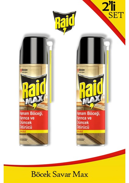 Böceksavar Max Hamamböceği, Örümcek ve Karıncalara Karşı Etkili 300 ml x 2 Adet
