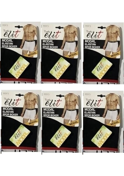 6'lı Paket 1252 Erkek Modal Elastan Likralı Boxer Koyu Renkli
