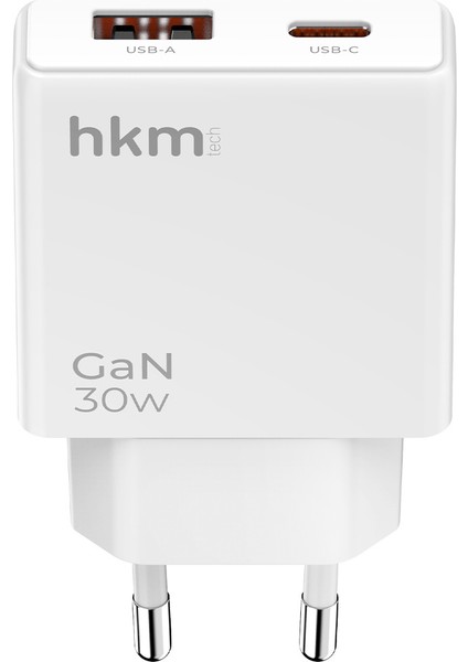 EXTRA SLIM GAN 30W Usb-A ve Type-C Çift Portlu Hızlı Şarj Aleti, Ultra Ince Güç Adaptörü, Beyaz modelleri