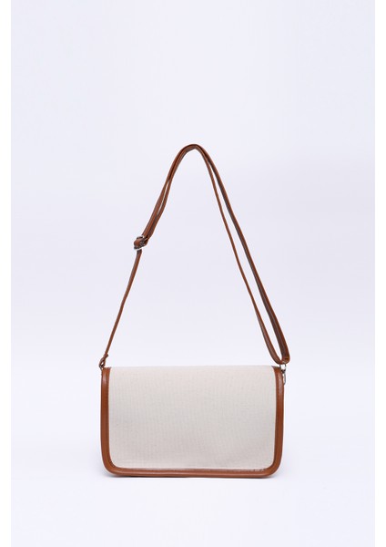 Krem - Taba SHK143 Kanvas Kumaş, Tek Bölmeli, Çıtçıtlı, Suni Deri Askılı, Kol ve Omuz Çantası fırsatları