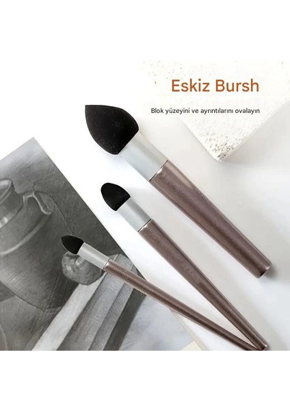 Sünger Vurgulayıcı, Detay Gölgeleme, Kara Kalem Silgi, Pastel Tonlama, Yıkanabilir-Pembe Set 3'lü modelleri