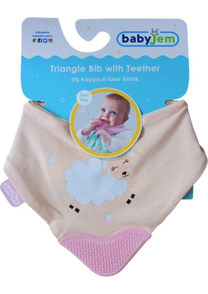 Baby Jem 374 Kuzu Baskılı Diş Kaşıyıcılı Fular Önlük Somon