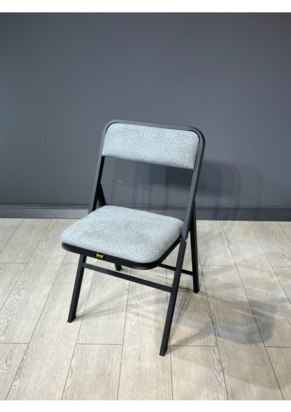 Buse Çalışma Masası Ofis Bilgisayar Masası + Katlanır Sandalyeli 103 cm Metal Siyah Ayak fırsatları