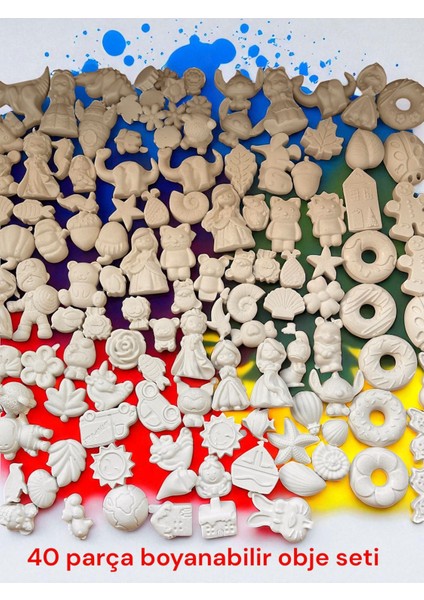 40 Parça Boyanabilir Figür Seti – Çocuklar ve Yetişkinler Için Hobi & Sanat Aktivitesi