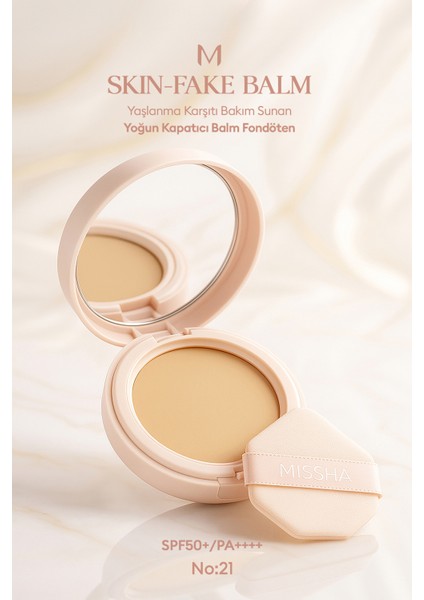 Yaşlanma Karşıtı Bakım Sunan Yoğun Kapatıcı Balm Fondöten M Skin-Fake Balm (No.21)