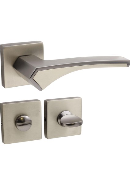 Kare Rozetli Banyo-Wc Kapı Kolu Sağa ve Sola Uygun Antrasit Saten 1 Takım modelleri