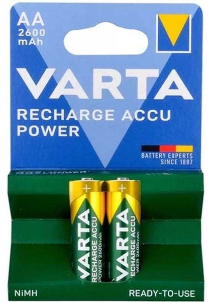 Varta Nı-Mh 1.2 Volt 2600 Mah R2U Aa Şarjlı 2'li Kalem Pil