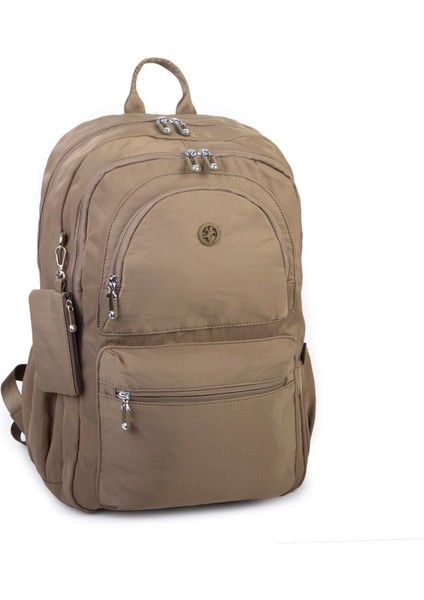 Unisex Büyük Boy Hafif Çok Gözlü Sırt Çantası Haki