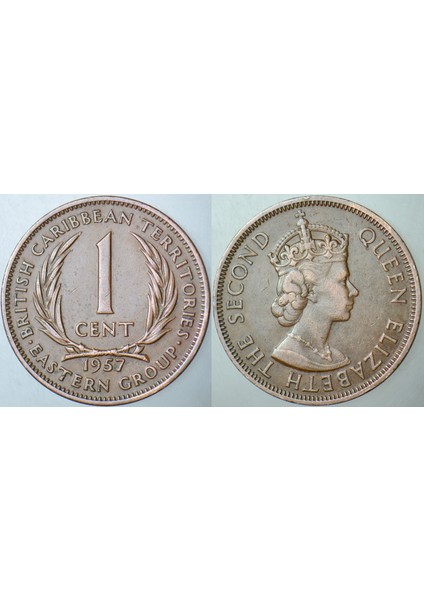 Doğu Karayipler 1 Cent 1957 Kraliçe Iı. Elizabeth. 26 mm