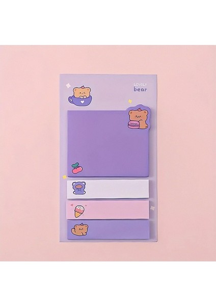 Mor Temalı 4 Renkli Not Seti - Post-It - Sticky Note