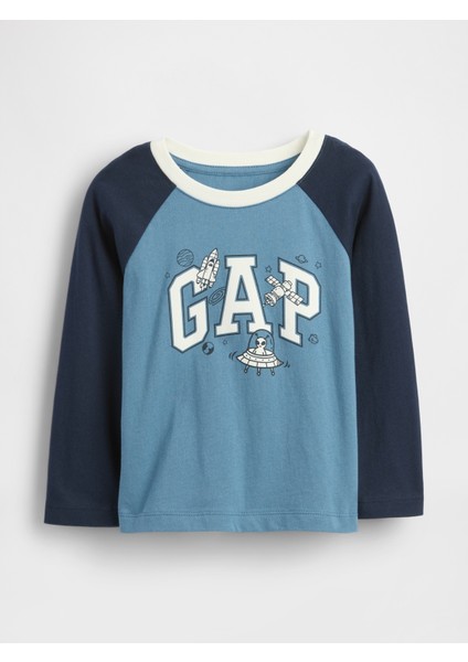 Erkek Bebek Mavi Babygap Logo Grafik T-Shirt