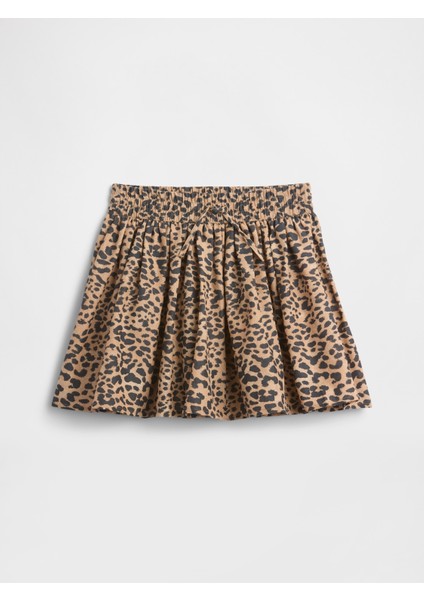 Kız Çocuk Kahverengi Leopar Desenli Etek