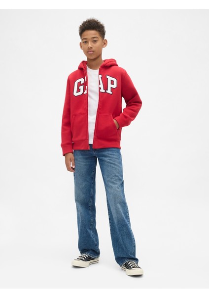 Erkek Çocuk Kırmızı Gap Logo Sweatshirt Fermuarlı Sherpa modelleri