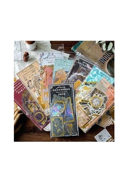 Mona Lisa Temalı Vintage Altın Damga Sticker Seti - Bullet Journal fiyatları