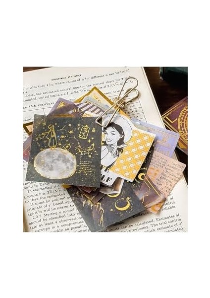 Mona Lisa Temalı Vintage Altın Damga Sticker Seti - Bullet Journal modelleri
