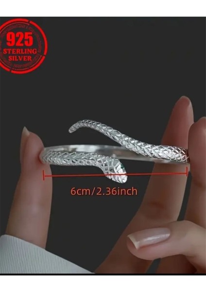925 Ayar Gümüş Kaplama Yılan Figürlü Kadın Bileklik – Ayarlanabilir Şık ve Modern Tasarım modelleri
