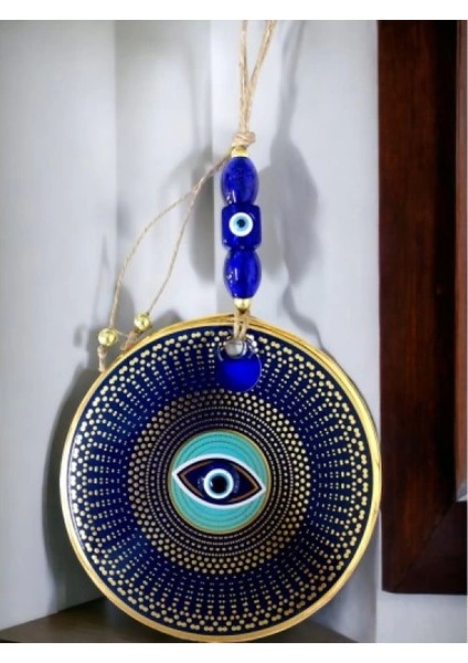 Gold Puantiyeli Nazar Boncuklu Göz Duvar Süsü Cam Duvar Dekoru fiyatları