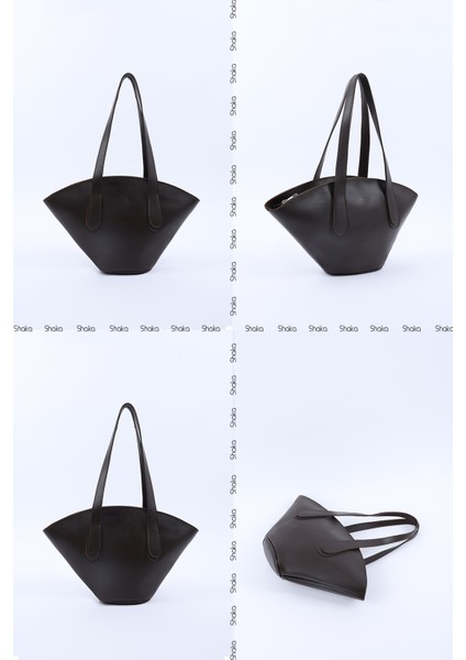 Kahve Rengi SHK124 Suni Deri, Astarlı, Fermuarlı,tek Bölmeli El, Kol ve Omuz Çantası